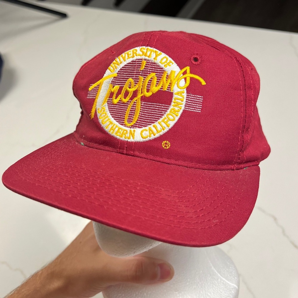 The Game USC Trojans Hat Mens Vintage Snapback Red Circle Logo Cap 90s